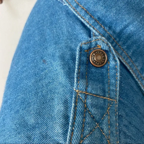 Vintage 1970s Red Snap Denim Utility Shirt - Picture 14 of 14